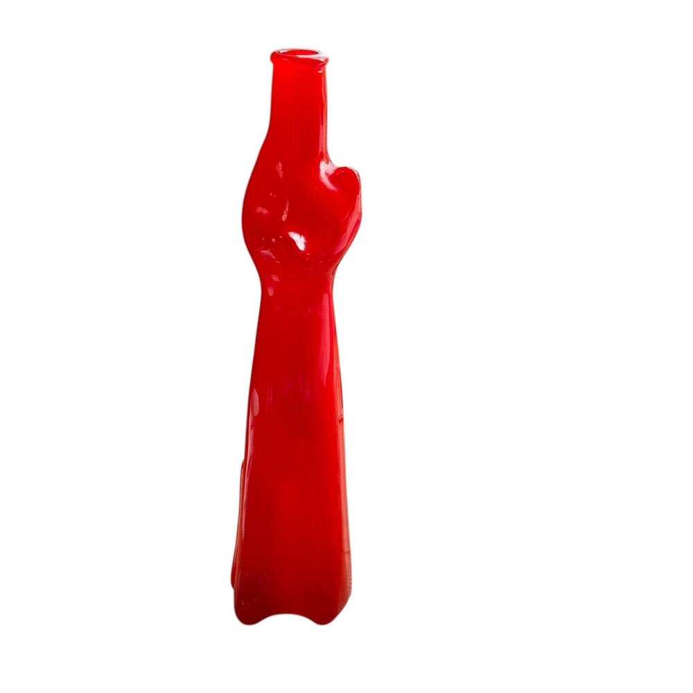 Happy‎ Cat Matte Red Glass Mosel Reisling Rheinhessen Germany Wine Bottle 13”